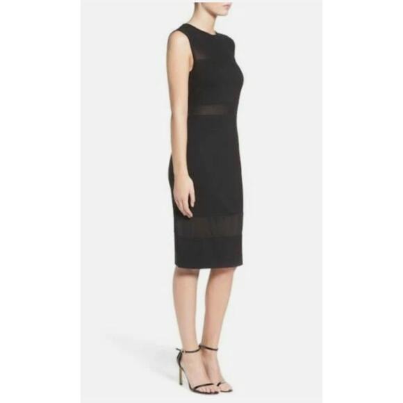 French Connection Lula Y2K style Black Panel Dress mesh sheer bodycon club XS 4 - Picture 2 of 7